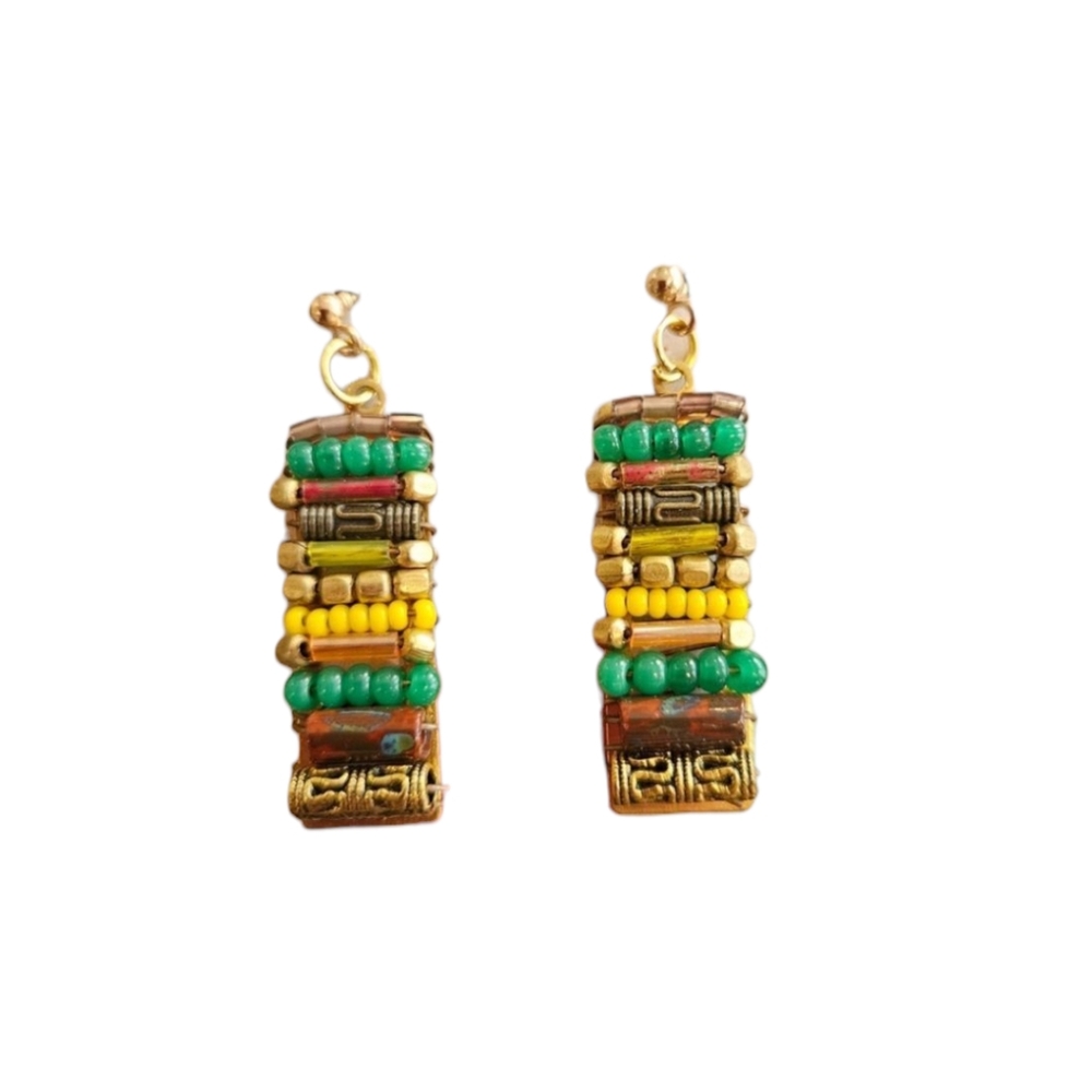 NWT - Hamdmade Multicolor Beaded Earrings